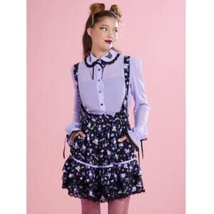 Kuromi Hello Kitty Tiered Suspender Skirt Size Medium Black Purple Goth